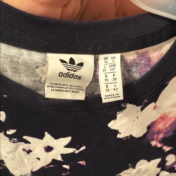 Adidas Floral Print Top in Black and Purple - Picture 3 of 3